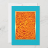 Bat Mitzvah Orange Damask mit Farbe Einladung (Vorderseite)