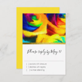 Bat Mitzvah Painted Rainbow Rose RSVP Card
