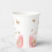 Bat Mitzvah Paper Cups | Rosa Schmetterlinge Pappbecher (Rechts)