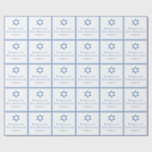 Bat Mitzvah Party Light Blue Star von David Geschenkpapier (Flach)