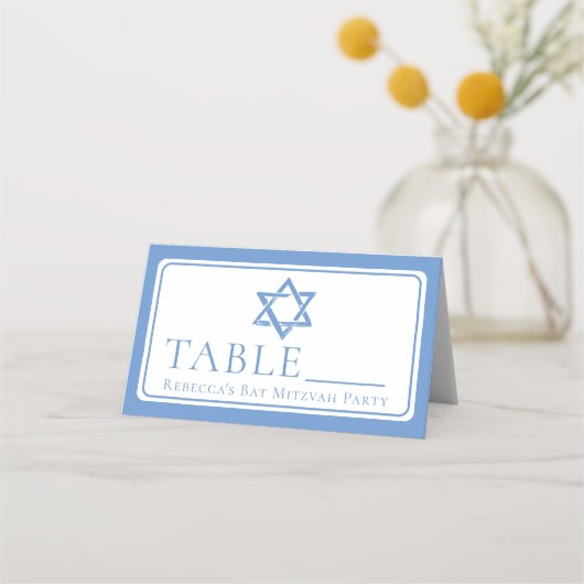 Bat Mitzvah Party Light Blue Star von David Platzkarte (Rückseite)