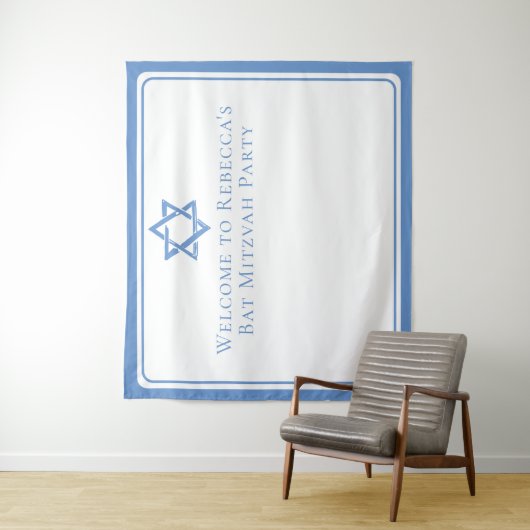 Bat Mitzvah Party Light Blue Star von David Wandteppich (Beispiel)
