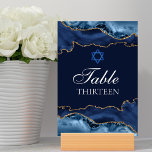 Bat Mitzvah Party Navy Blue Gold Star von David Tischnummer<br><div class="desc">Elegantes Marineblau und Goldmedaille schmücken diese modernen Bat Mitzvah Party Tischnummern. Ihre Tischnummer ist in einem schönen formalen Drehbuch unter dem Stern von David geschrieben. Coole Empfang-Dekoration für eine schicke,  stilvolle jüdische Familie.</div>