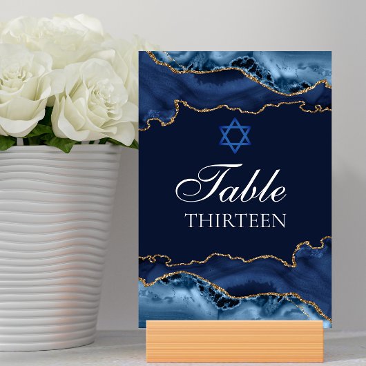 Bat Mitzvah Party Navy Blue Gold Star von David Tischnummer