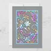 Bat Mitzvah Pastel Damask Gray Einladung (Rückseite)