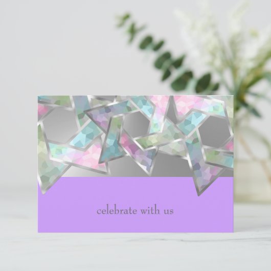 Bat Mitzvah Pastel Stern von David auf jeder Farbe Einladung (Stehend Vorderseite)