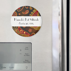 Bat Mitzvah - Persian Paisley - Green Yellow Red Magnet