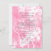 Bat Mitzvah Pink Aquarell Blume Einladung (Vorderseite)