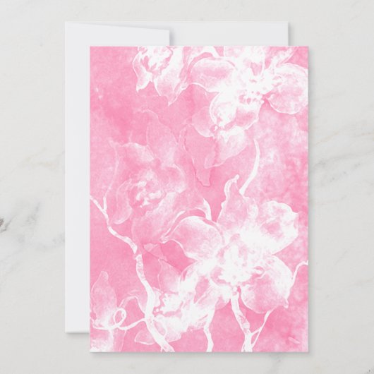 Bat Mitzvah Pink Aquarell Blume Einladung (Rückseite)