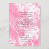Bat Mitzvah Pink Aquarell Blume Einladung (Vorne/Hinten)