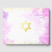 Bat Mitzvah Pink Aquarell Script Real Gold Fossil Gästebuch (Rückseite)