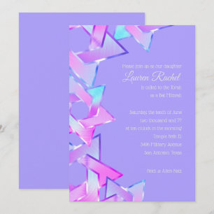 Bat Mitzvah Pink Blue Lila Star von David Einladung