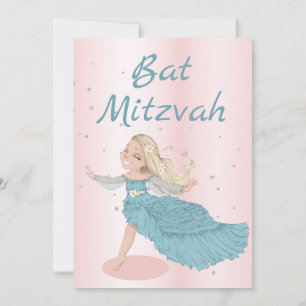 Bat Mitzvah Pink Blue Silver Einladung