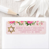 Bat Mitzvah Pink Floral Girly Gold Rücksendeadress (Insitu)