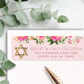 Bat Mitzvah Pink Floral Girly Gold Rücksendeadress