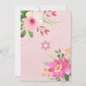 Bat Mitzvah Pink Floral Watercolor Gold Script Einladung (Rückseite)