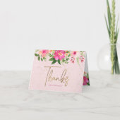Bat Mitzvah Pink Floral Watercolor Modern Script Dankeskarte (Vorderseite)