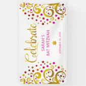 Bat Mitzvah Pink Gold Foil Script Tree of Life Banner (Vertikal)