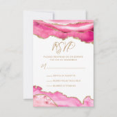 Bat Mitzvah Pink Gold Glitzer Agate RSVP Karte (Vorderseite)