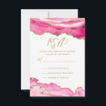 Bat Mitzvah Pink Gold Glitzer Agate RSVP Karte<br><div class="desc">Diese moderne Bat Mitzvah UAWG Response-Karte verfügt über rosa und Imitat Gold Glitzer agate Marmor Rand mit modernen Drehbüchern Typografie mit Datum zu personalisieren. Die Rückseite der Karte hat passende Achatränder und ein Imitat goldener Stern von David. Entworfen von Susan Coffey.</div>