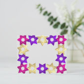 Bat Mitzvah Pink Gold Lila Star Farbige UAWG RSVP Karte (Stehend Vorderseite)