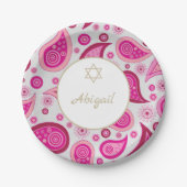 Bat Mitzvah Pink Gold Muster Moderne Pappteller (Vorderseite)