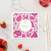 Bat Mitzvah Pink Gold Muster Moderne Serviette (Beispiel)