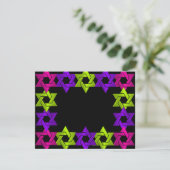 Bat Mitzvah Pink Green Lila Star Jede Farbe UAWG RSVP Karte (Stehend Vorderseite)