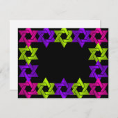 Bat Mitzvah Pink Green Lila Star Jede Farbe UAWG RSVP Karte (Vorne/Hinten)