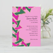 Bat Mitzvah Pink Green Star von David Einladung (Stehend Vorderseite)