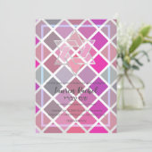 Bat Mitzvah Pink Lila Mosaik Einladung (Stehend Vorderseite)