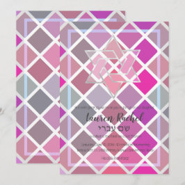 Bat Mitzvah Pink Lila Mosaik Einladung