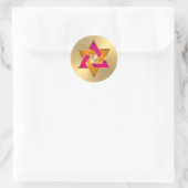 Bat Mitzvah Pink Orange Star von David Gold Runder Aufkleber (Tasche)