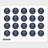 Bat Mitzvah Pink Rose Gold Navy Blue Star von Davi Runder Aufkleber (Blatt)