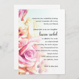 Bat Mitzvah Pink Roses Einladung