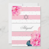 Bat Mitzvah Pink Roses Hebräisch Einladung Silber (Rückseite)
