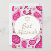 Bat Mitzvah Pink Star von David Moderne Einladung (Rückseite)
