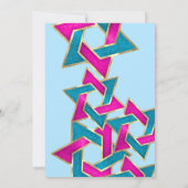 Bat Mitzvah Pink Türkis Star von David Einladung (Rückseite)