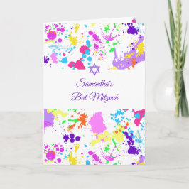 Bat Mitzvah Pink Türkisch Mauve Paint Spritzer Einladung