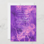 Bat Mitzvah Pink und Lila Aquarell-Blume Einladung (Vorderseite)