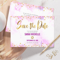 Bat Mitzvah Pink Watercolor Gold Script Chic Girl