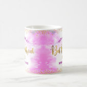 Bat Mitzvah Pink Watercolor Gold Script Confetti Kaffeetasse (Mittel)