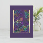 Bat Mitzvah Plum Lila Regenbogen Damask any color Einladung (Stehend Vorderseite)