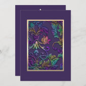 Bat Mitzvah Plum Lila Regenbogen Damask any color Einladung (Vorne/Hinten)