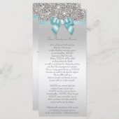 Bat Mitzvah Programm Silver Sequin Aquamarin Bow (Vorne/Hinten)