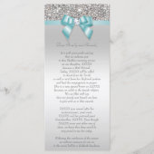 Bat Mitzvah Programm Silver Sequin Aquamarin Bow (Vorderseite)