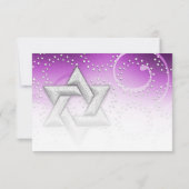 Bat Mitzvah Raspberry Shimmer Star RSVP Karte (Rückseite)