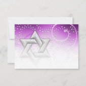 Bat Mitzvah Raspberry Shimmer Star RSVP Karte (Vorderseite)