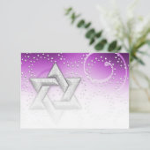 Bat Mitzvah Raspberry Shimmer Star RSVP Karte (Stehend Vorderseite)