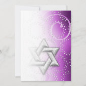 Bat Mitzvah Raspberry Shimmer Star von David Einladung (Rückseite)